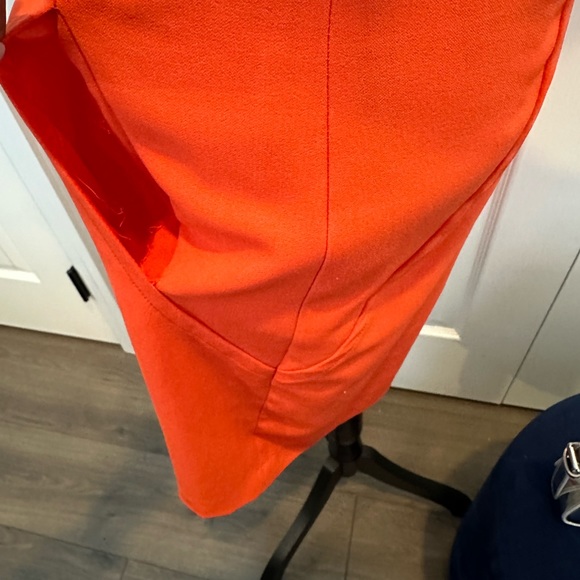 Sharagano Orange Cap Sleeves Zip Back Shift Dress with Pockets - Picture 7 of 8